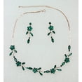 thumbnail image 2 of Faship Gorgeous Green Rhinestone Crystal Floral Necklace Earrings Set, 2 of 5