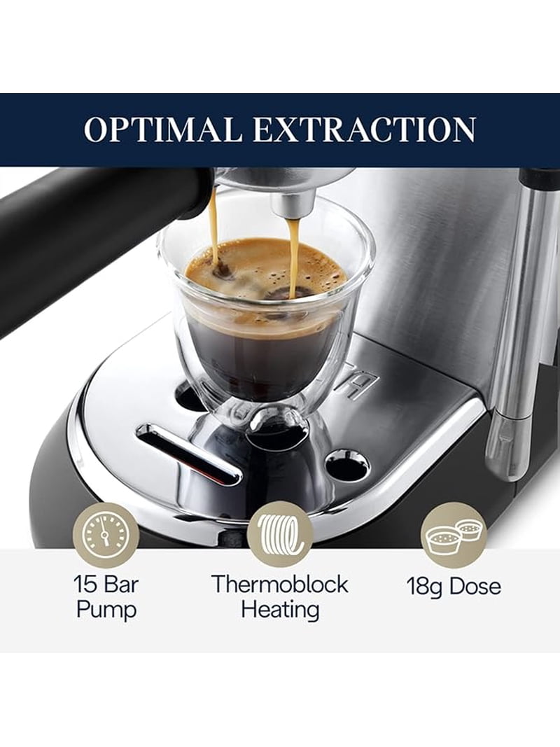 De'Longhi, Espresso Machine, Dedica Arte 15-Bar, 2-Cup Metal
