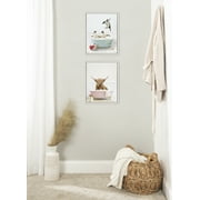 DesignOvation Penguins Beach House Bath 16x 20 Framed Canvas Art Print by Amy Peterson