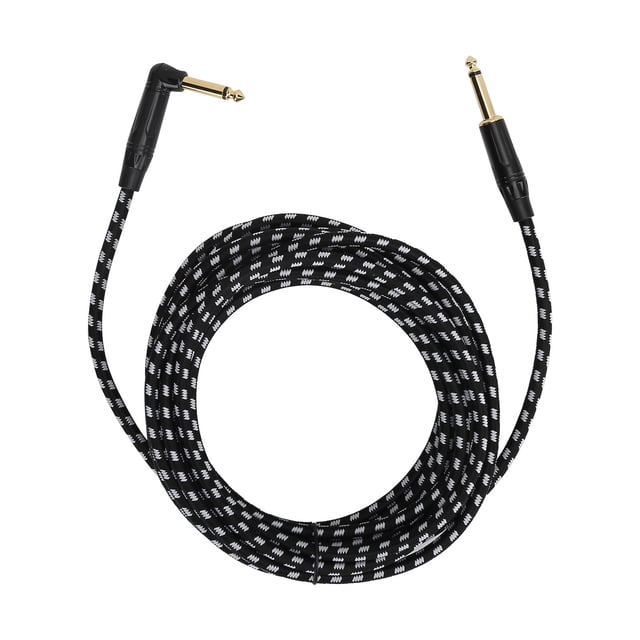 Cable de guitarra de Audio de 6M, Cable de amplificador de guitarra eléctrica de 6,35 MM, Cable de instrumento, cabezal chapado en oro con carcasa negra JD6220