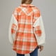 thumbnail image 3 of Gibobby chaquetas mujer invierno nieve Chaqueta a cuadros en contraste para mujer: abrigo de de oveja engrosada de invierno con cuello de rejilla (Anaranjado, XL), 3 of 5