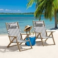 thumbnail image 3 of Lavish Home Set of 2 Folding Beach Chairs – 4-Position Recliners with Carry Straps, Gray Stripe, 3 of 8