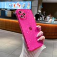 thumbnail image 3 of Neon Glitter Clear Case for iPhone 12 Pro Max with Camera Lens Protector, Sparkly Silicone Shockproof Protective Phone Case for Women Girls (Hot Pink), 3 of 7