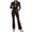 Brown, variant on Women's 2 Piece Set Long Sleeve Jacket & Ankle Length Workout Flare Leggings Casual Matching Outfit Tracksuit Sweatsuit Athletic Gym Yoga Outfit S