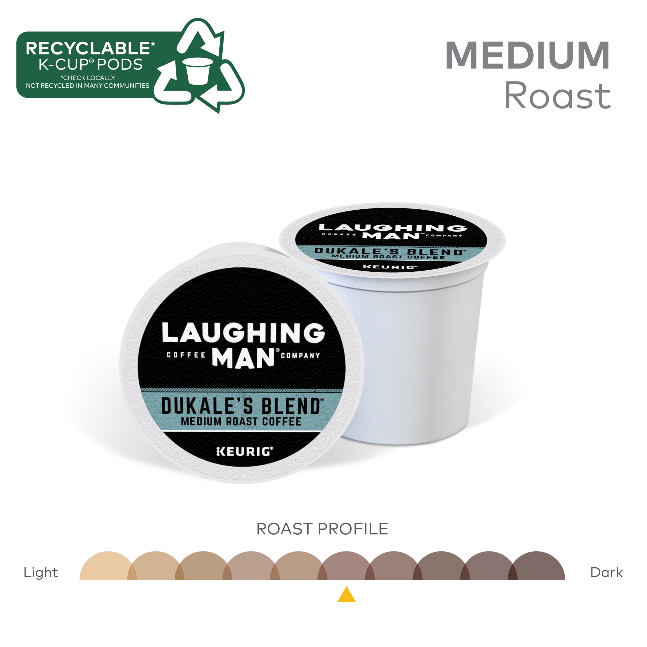 Laughing Man Dukale's Blend Coffee, Keurig K-Cup Pod, Medium Roast, 22ct