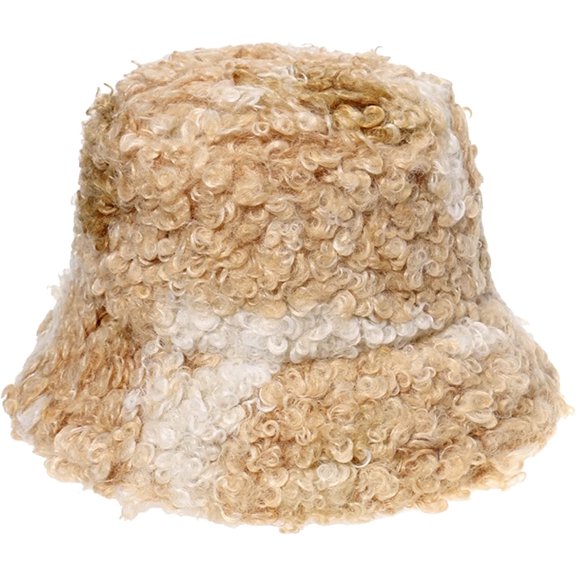 CoCopeaunts Tie-Dye Bucket Hat for Women Sheep Curly Wool Fisherman's Hat Europe United States Winter Outdoor Warm Basin Cap