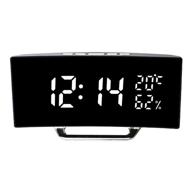 Reloj despertador digital LED con función de repetición de 12/24 horas y luz ajustable de 3 niveles para escritorio. Blanco
