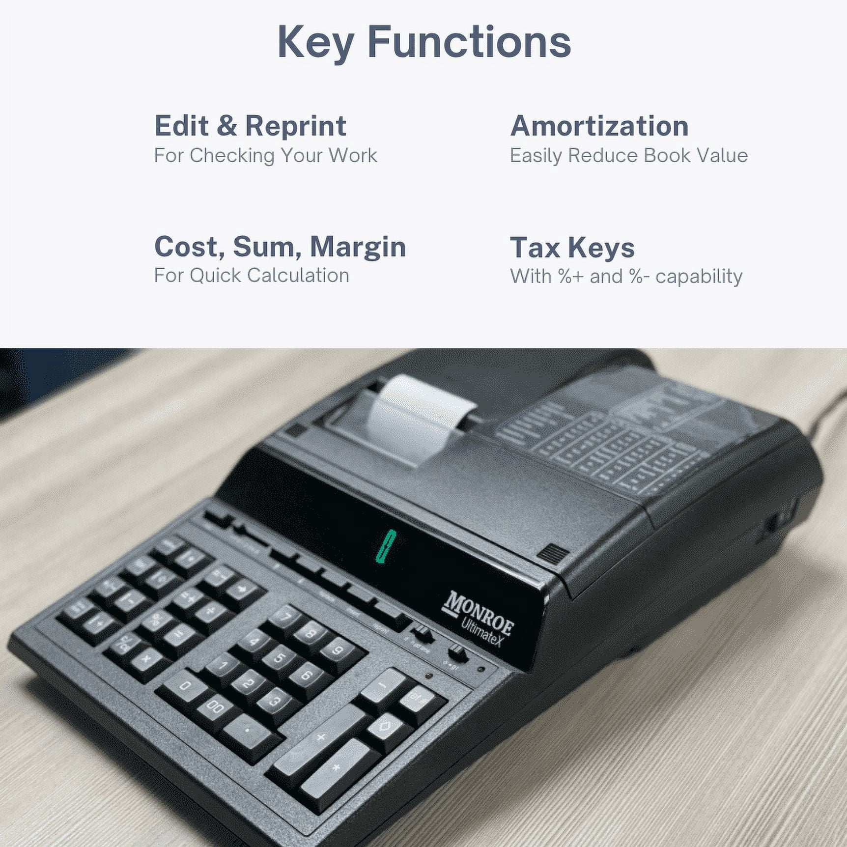 MONROE SYSTEMS FOR BUSINESS Printing Calculator, Model MNEULTIMATEXB, Black