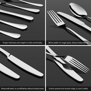20 Pieces Silverware Set with Serving Set, Stainless Steel Modern Flatware, Service for 4, Silver