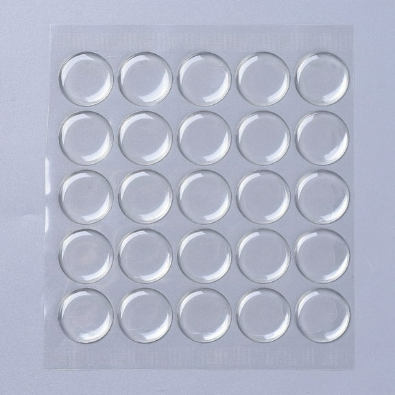 25pc Plastic Clear Cabochons Epoxy Sticker Round Clear 25.4x1.9mm