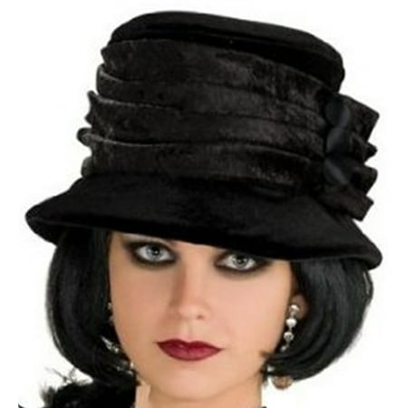 Women's Deluxe Roaring 20s Flapper Girl Black Velvet Hat