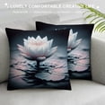 thumbnail image 3 of JEUXUS Beautiful Pink Lotus Super Soft Pillow Case White, 3 of 5