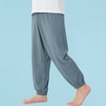 thumbnail image 2 of ZACPNCV Boys and Girls Casual Cotton Pants Lightweight Summer Elastic Waist Solid Lounge Long Trousers with Pockets Blue 3-4 Years, 2 of 5
