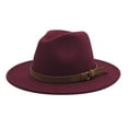 thumbnail image 2 of Dyfzdhu Windfall Men & Women Vintage Wide Brim Fedora Hat With Belt Buckle Red, 2 of 4