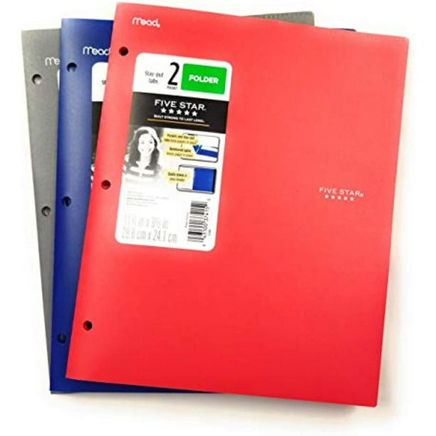 Mead Five Star Durable Poly 2Pocket Folder with StayPut Tabs Set of