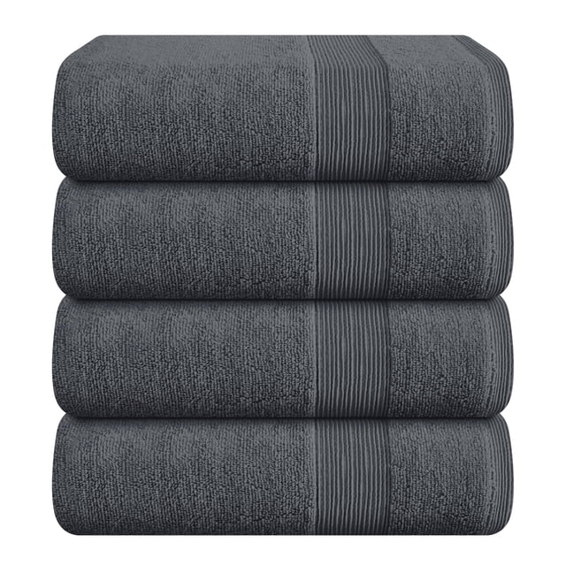 Juego de toallas de baño Belizzi Home, paquete de 4 unidades, 70 x 140 cm, 100% algodón, color gris
