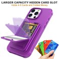 thumbnail image 4 of Decase Compatible with Apple iPhone 16 Pro Case with Card Holder & Mirror, Military Grade Protection Hard Wallet Phone Case with Stand Cover fits for iPhone 16 Pro,Shockproof Cover,Darkpurple, 4 of 6