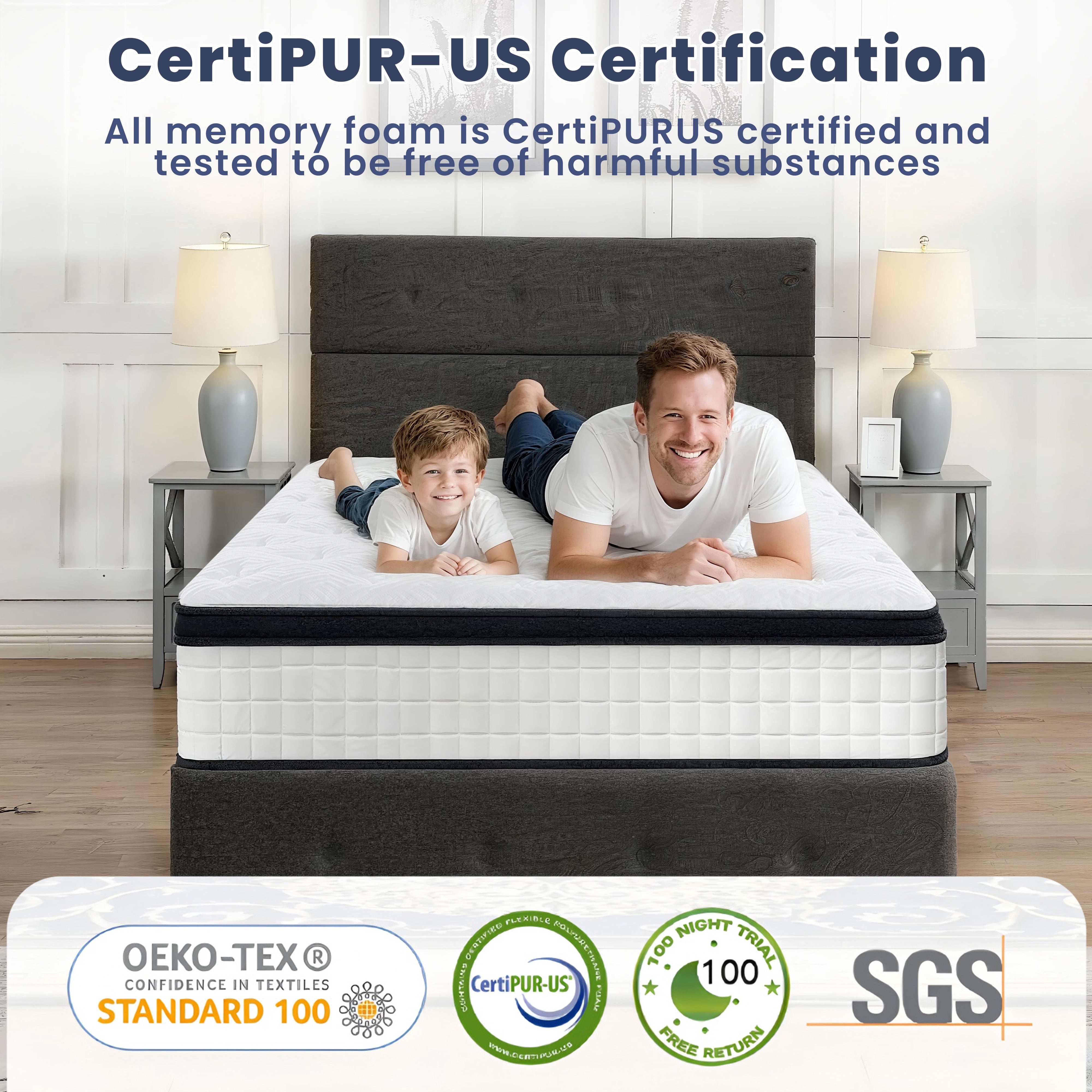 HSUNNS 12 Inch Twin Mattress, Medium Firm Hybrid Memory Foam Mattress with Breathable Fabric Cover, 7-Zone Cooling Support for Pressure Relief and Comfortable Sleep