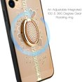 thumbnail image 4 of for iPhone 12 / 12 Pro 6.1 inch Ring Cute Glitter Phone Case Slip Guard Grids Pattern Kickstand Hybrid Slim Shock Bumper Cover, 4 of 4