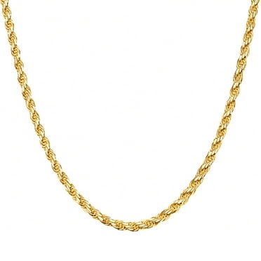 Real Genuine Solid 1/20 14K Yellow Gold Rope Chain Necklace 20 Inch 2 mm for Men and Women Golds