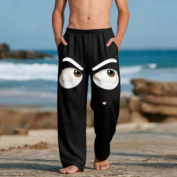 Pantalones largos para niños y niñas, de moda, estampados, casuales, de playa, con bolsillos.