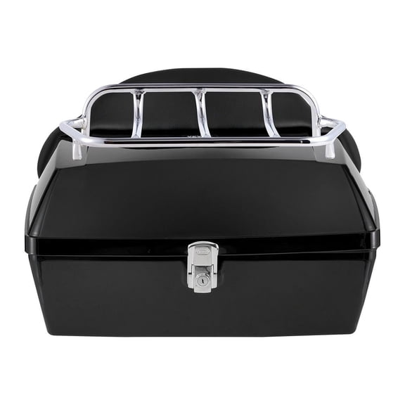 Motorcycle Top Case, Universal Durable PP Material Motorbike Tail Box with Reflective Panel, 48L Waterproof Detachable Motorcycle Top Box with Multi-Hole Base, Fit for 99% of Motorcycle Frames