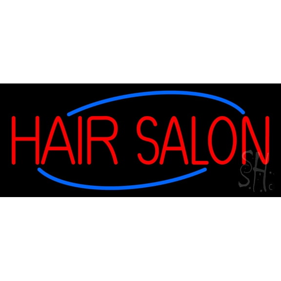 Oval Hair Salon LED Neon Sign 15 x 32 - inches, Black Square Cut Acrylic Backing, with Dimmer - Bright and Premium built indoor LED Neon Sign for Defence Force.
