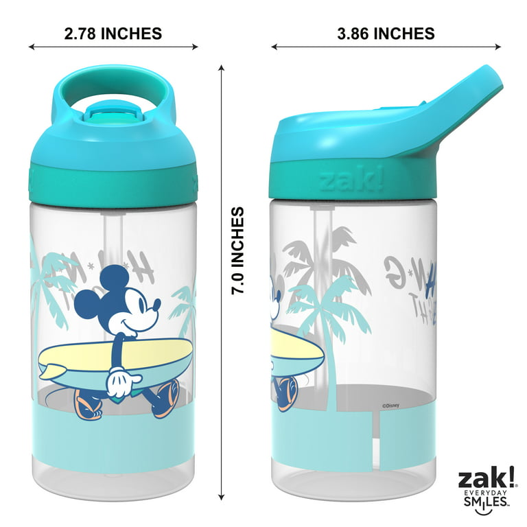 Zak Designs 2pc 16 oz Disney Kids Water Bottle Plastic with Flip Straw  Spout Cover and Carry Handle, Disney Mickey Mouse Street Beach