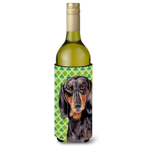Caroline's Treasures SC9283LITERK Dachshund   Shamrock Portrait  Beverage Bottle Hugger,  Beverage Bottle,