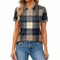 thumbnail image 4 of JoveMarine Women's Casual Short Sleeve Button Up Shirt with Lapel Collar Striped Plaid Print Blouse Lightweight Top for Daily Wear Spring/Summer Navy M, 4 of 5