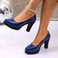 thumbnail image 2 of Win s Way Women's Chunky Heel Solid Low Top Slip On Dress Shoes Comfort Work Evening, 2 of 9