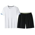 thumbnail image 3 of SWSMCLT Men's Tracksuit Comfy 2 Piece Outfits Workout Sweatsuit Summer Jogger Activewear Set Short Sleeve White Large, 3 of 4