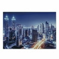 thumbnail image 1 of City Cutting Board, Dubai Downtown UAE Night Scenery Modern High Rise Buildings Travel Destination, Decorative Tempered Glass Cutting and Serving Board, Small Size, Violet Blue Orange, by Ambesonne, 1 of 1