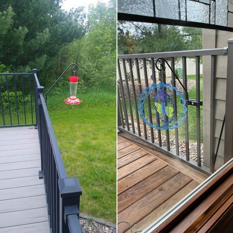 Deck Railing Plant Hanger Heavy Duty Fence Deck Hook Rails Decorative Hook  Hanger for Hanging Plant Bird Feeders