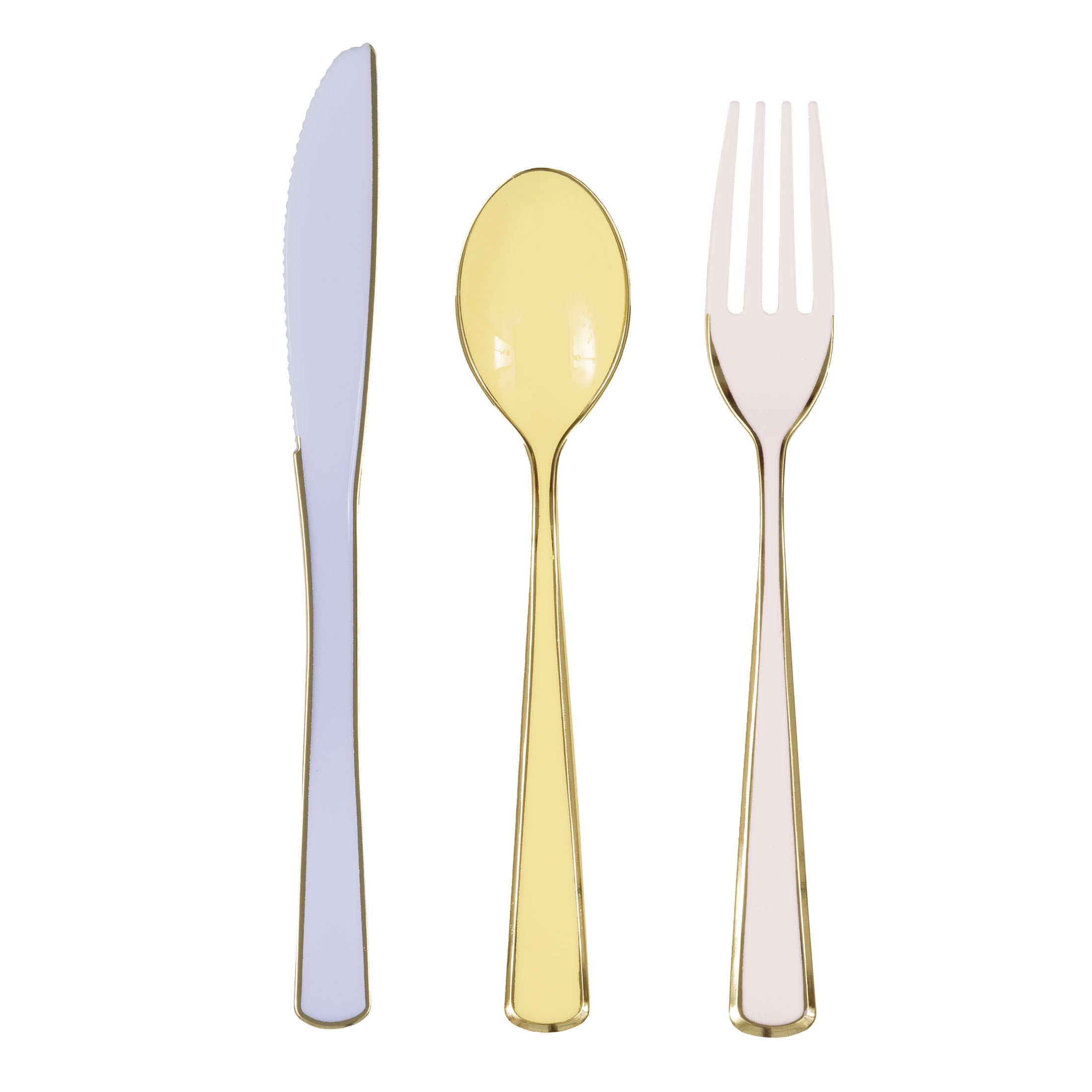 Way to Celebrate! Foil Gold & Pastel Plastic Cutlery Set for 6, 18pcs