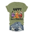 thumbnail image 2 of Happy Hallothanksmas Halloween Thanksgiving Christmas Tshirts Women 2025 Short Sleeve Crewneck Graphic Shirts for Women, 2 of 5