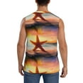 thumbnail image 4 of Lsque Starfish Sunset Sea Beach Print Men's Cotton Blend Sleeveless Muscle Shirts (S-3XL)- Moisture Wicking, Odor Protection, UPF 30+,Medium, 4 of 8