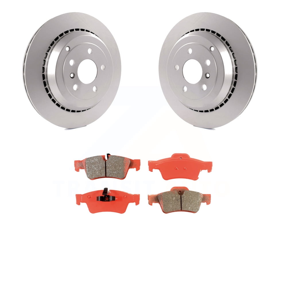 Rear Coated Disc Brake Rotors And SemiMetallic Pads Kit For Mercedes