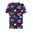 thumbnail image 4 of Raeneomay V Neck Button Up Tunic Tops Women's Independence Day Printed Button Up Short Sleeved V-Neck Tops Blouse, 4 of 5