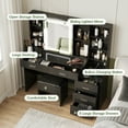thumbnail image 3 of VEANERWOOD Large Vanity Set with lighted Sliding Mirror Makeup Vanity Table with Charging Station and 5 Drawers Storage, White, 3 of 11