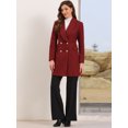 thumbnail image 4 of DARING DIVA Women's Double Breasted Shawl Collar Long Coat With Pockets M Burgundy, 4 of 6