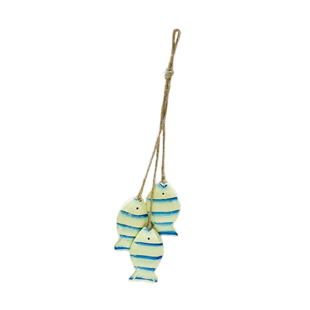 Decoración colgante de pared con forma de pez de madera, ideal como regalo de cumpleaños, estilo mediterráneo. Amarillo
