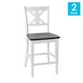thumbnail image 2 of 2 Piece Counter Stools, X Design Wood Back, Washed White, 2 of 4