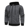thumbnail image 3 of Men's Color Block Hoodie Pullover Winter Warm Comfortable Thread Drawstring Casual Sweatshirt for Autumn Outdoor, 3 of 8