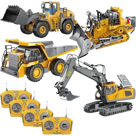 Rc Construction Vehicles, Remote Control Excavator, Construction Rc Set of 4, Remote ControlConstruction Vehicle Set, Alloy Material,with Cool Lights and Sounds