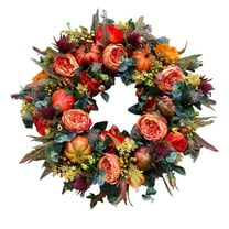 Sunflower and Pumpkin Fall Wreath - Vintage Buffalo Check Lattice Autumn Wreath for Front Door, Thanksgiving Halloween Farmhouse Harvest Decor Indoor Outdoor Window Wall