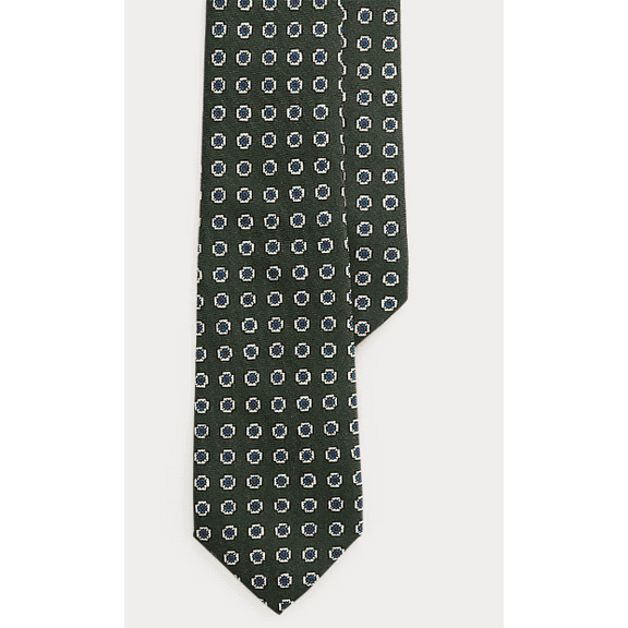 Polo Ralph Lauren GREEN Men's Neat Wool Challis Narrow Tie, US One Size