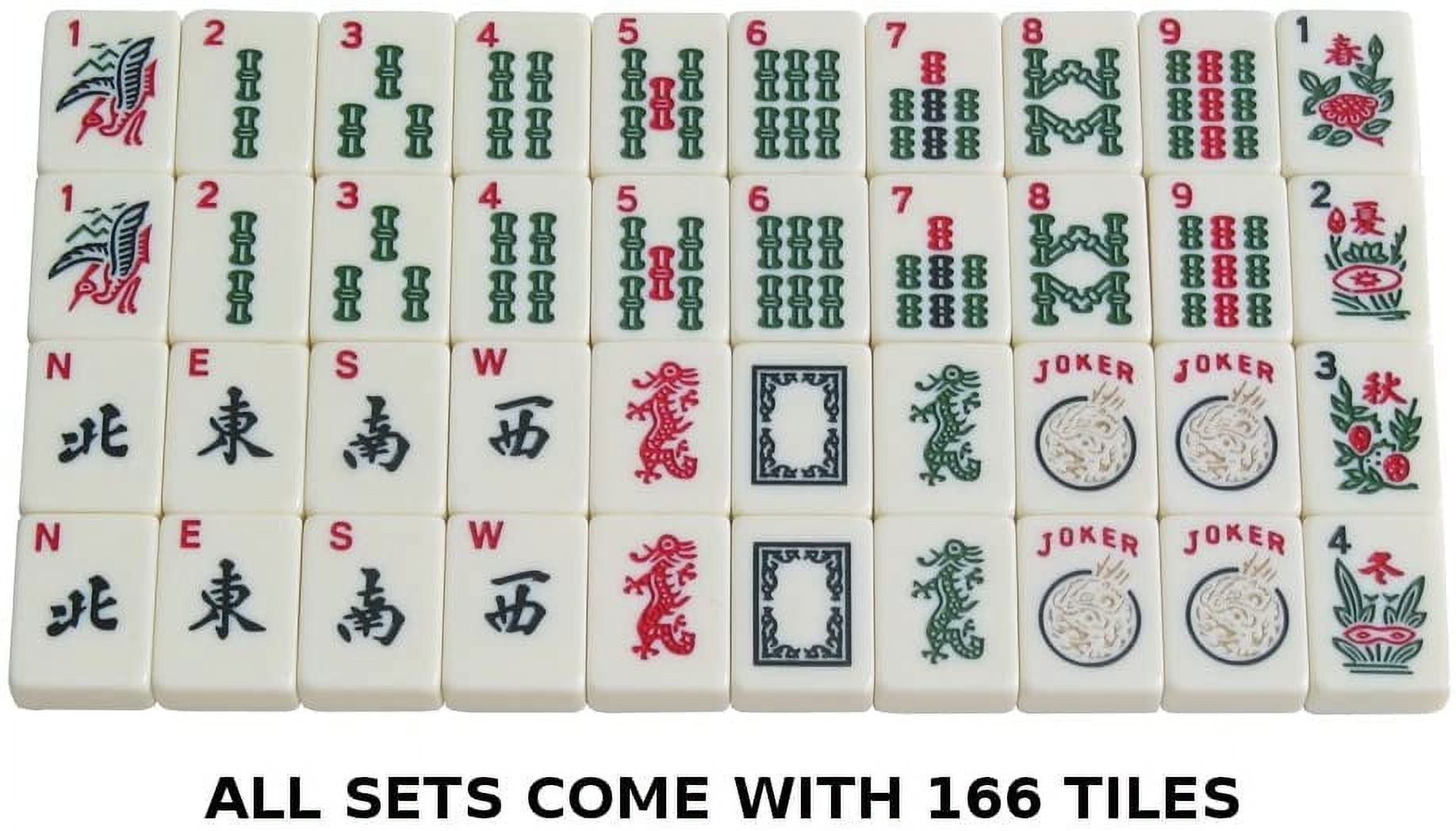 White Swan American Mahjong Set in Luggage-Style Red Case - Ivory Tiles - Classic Pusher Arms