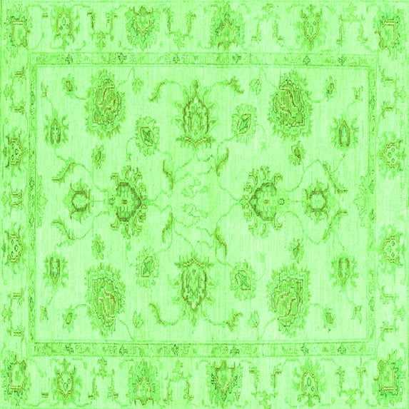 Ahgly Company Indoor Square Oriental Green Traditional Area Rugs, 7' Square