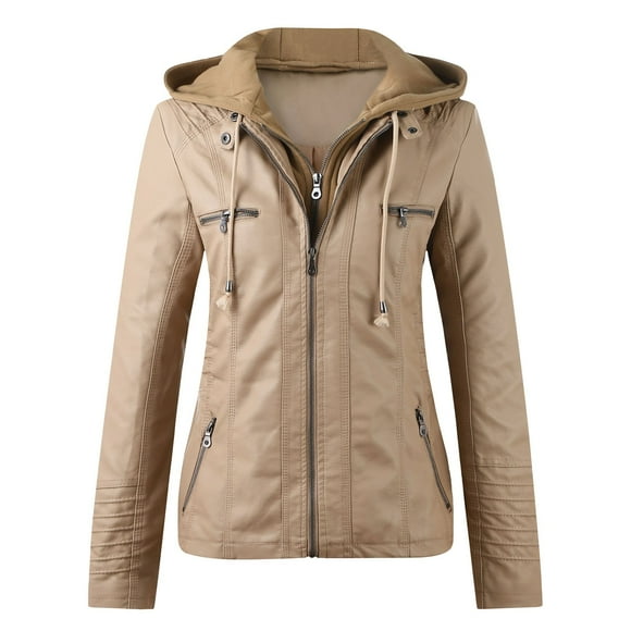 Wijhcboe 2025 Women's Slim Leather Stand Vests for Women Dressy Collar Zip Motorcycle Suit Battery Heated Vest Youth Belt Coat Jacket Tops Heated Vests for Women Duster Long Jacket And Cape Fall Vest